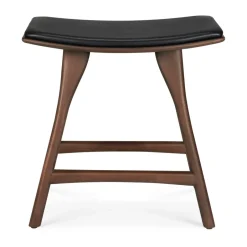 Ethnicraft Stools*Osso stool, Teak- leather Black