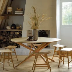 Ethnicraft Stools*Osso stool 48x50 cm, Hardwax oiled oak Beige