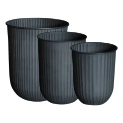 DBKD Garden Details & Accessories*Out stripe flower pot 3-pack, Black