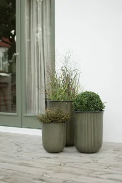 DBKD Garden Details & Accessories*Out stripe flower pot 3-pack, Green