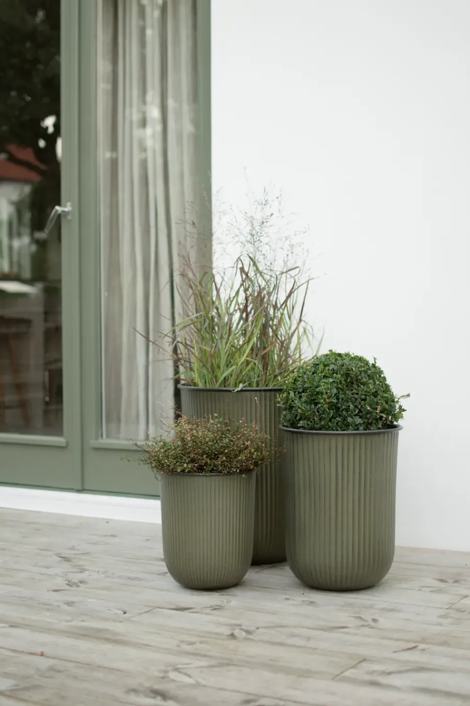 DBKD Garden Details & Accessories*Out stripe flower pot 3-pack, Green
