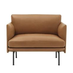 Muuto Armchairs & Footstools*Outline armchair leather, Refine leather cognac-Black Brown