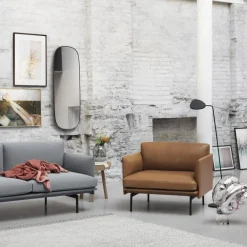 Muuto Armchairs & Footstools*Outline armchair leather, Refine leather cognac-Black Brown