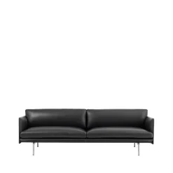Muuto Sofas*Outline 3-seater sofa leather, Refine -aluminum leg Black