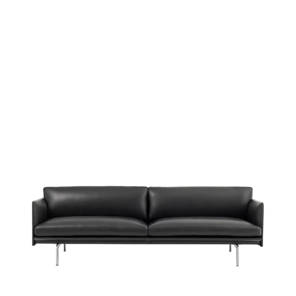 Muuto Sofas*Outline 3-seater sofa leather, Refine -aluminum leg Black