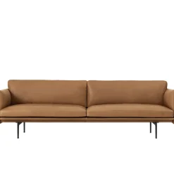 Muuto Sofas*Outline 3-seater sofa leather, Cognac-black leg Brown