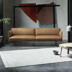 Muuto Sofas*Outline 3-seater sofa leather, Cognac-black leg Brown