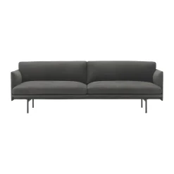 Muuto Sofas*Outline 3-seater sofa leather, Grace leather Camel-black legs Grey
