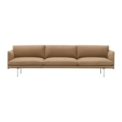 Muuto Sofas*Outline 3.5-seater sofa polished aluminum, Grace leather Camel Brown