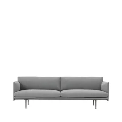 Muuto Sofas*Outline sofa 3-seat fabric, Fabric fiord 151 . black leg Grey