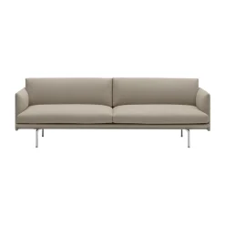 Muuto Sofas*Outline sofa 3-seat fabric, Ecriture 240-Polished Aluminum Beige