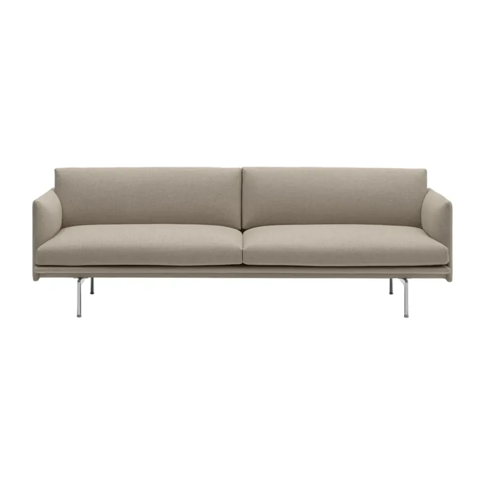Muuto Sofas*Outline sofa 3-seat fabric, Ecriture 240-Polished Aluminum Beige
