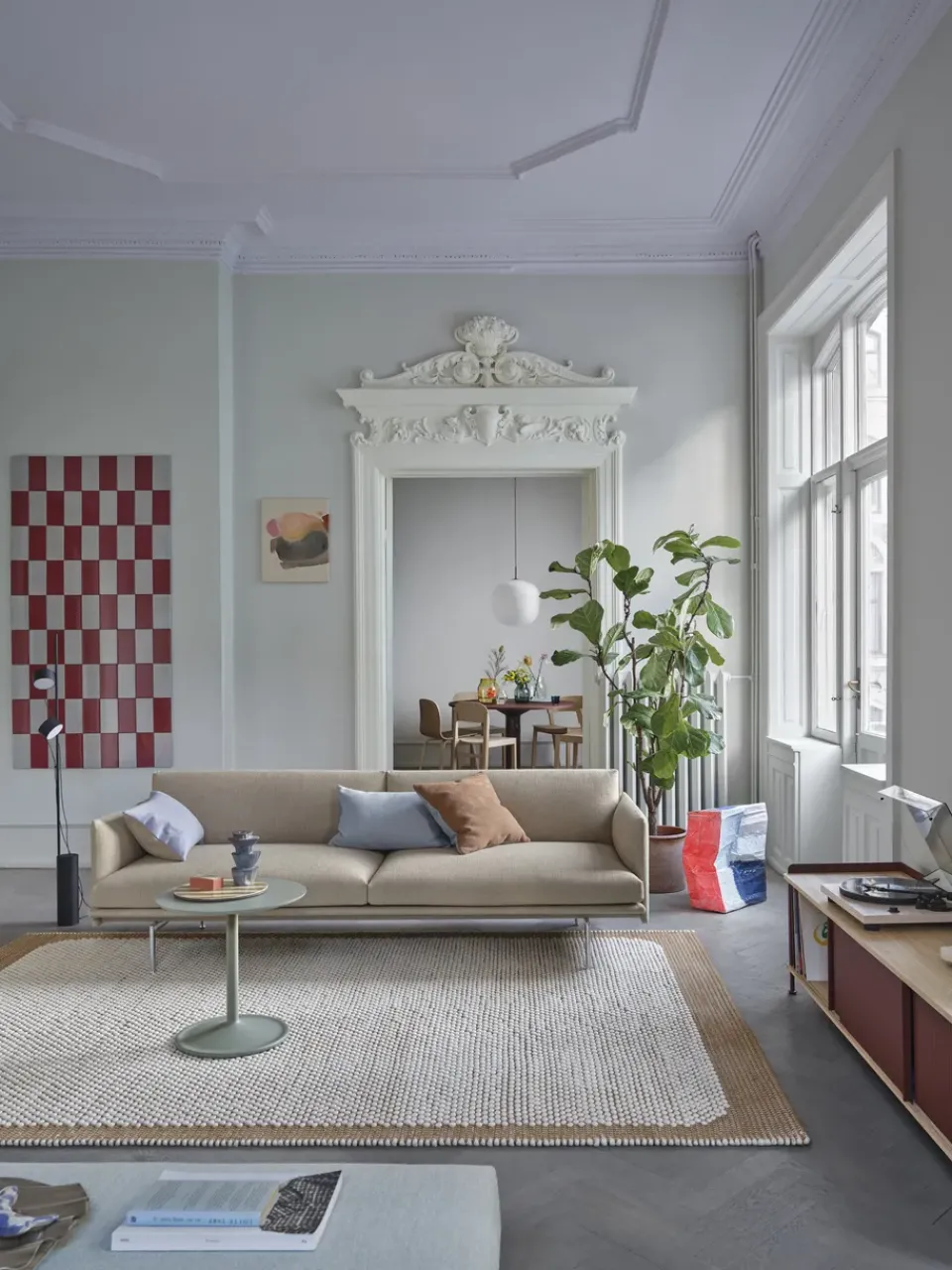 Muuto Sofas*Outline sofa 3-seat fabric, Ecriture 240-Polished Aluminum Beige