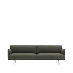 Muuto Sofas*Outline sofa 3-seat fabric, Fiord 961 -black leg Green