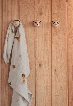 OYOY Clothes Hooks & Hangers*Mini wall hook, Panda BeigeBlack
