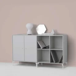 Montana Dressers & Sideboards*Pair side table, Anthracite 04, white lacquered legs Grey