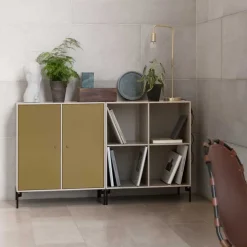 Montana Dressers & Sideboards*Pair side table, Truffle 141, chrome legs Beige