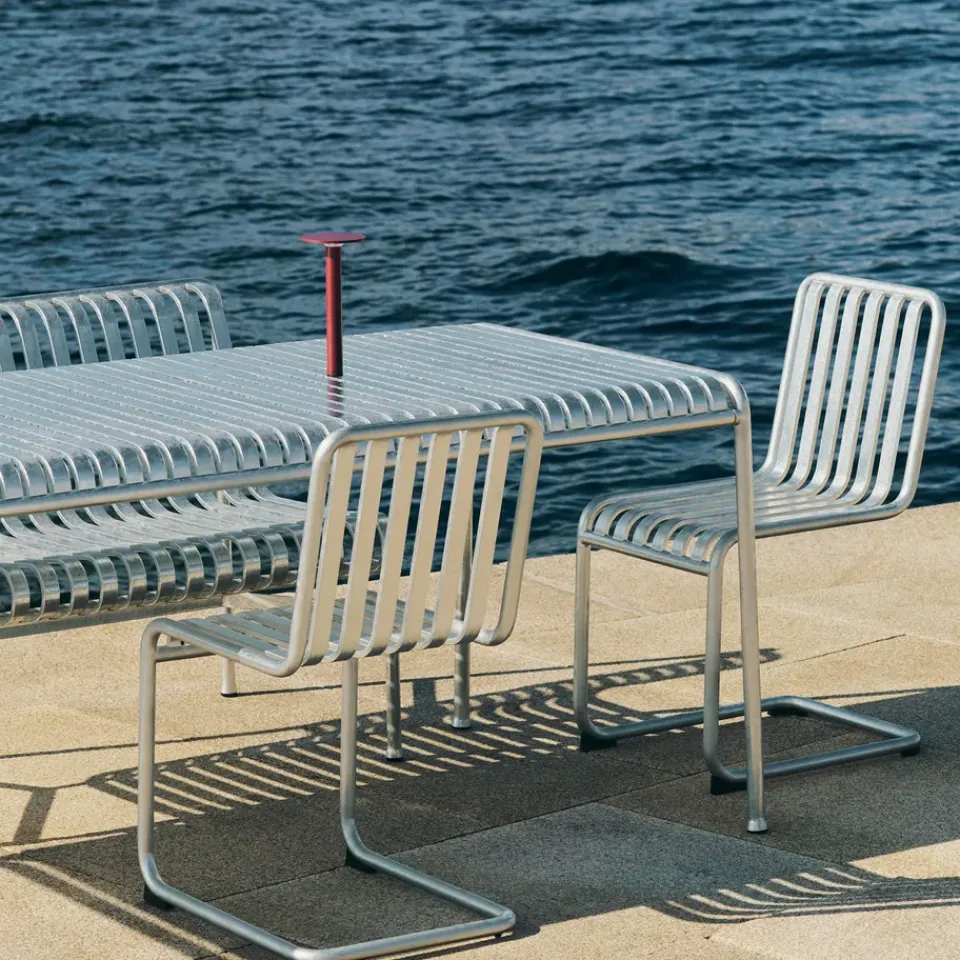HAY Balcony Furniture*Palissade Cantilever chair, Hot galvanised steel Silver-coloured
