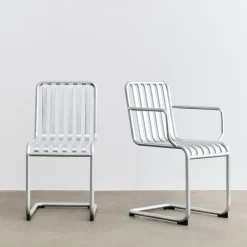 HAY Balcony Furniture*Palissade Cantilever chair, Hot galvanised steel Silver-coloured