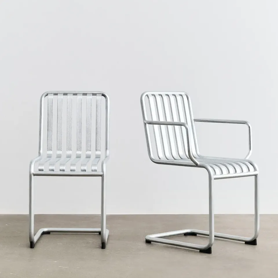 HAY Balcony Furniture*Palissade Cantilever chair, Hot galvanised steel Silver-coloured