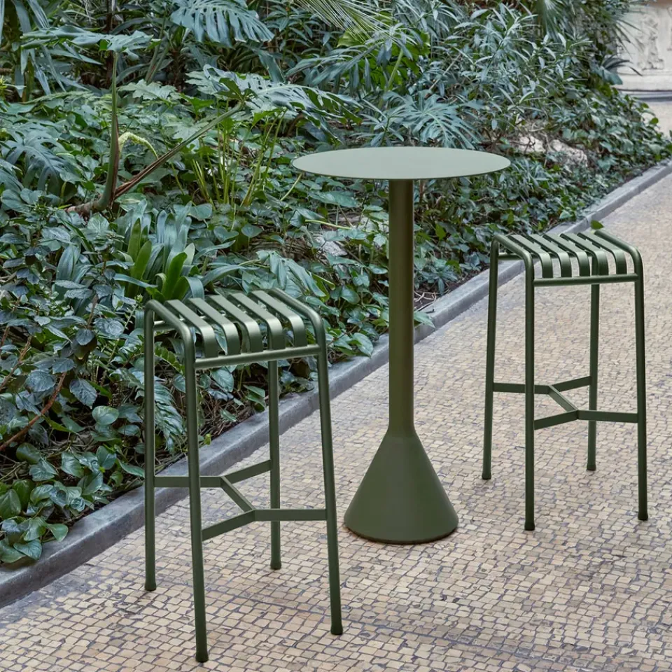 HAY Balcony Furniture|Table For Outdoor Use*Palissade Cone bar table, Olive Green
