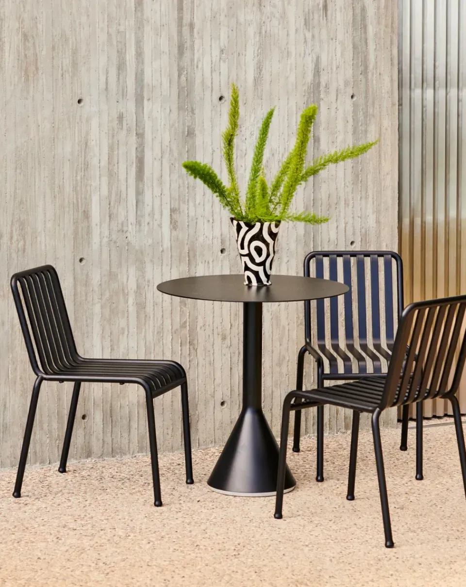 HAY Balcony Furniture*Palissade Cone round coffee table, Anthracite, ø70 BlackGrey