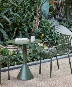 HAY Balcony Furniture|Table For Outdoor Use*Palissade Cone round coffee table, Olive, ø70 Green