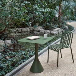 HAY Table For Outdoor Use|Balcony Furniture*Palissade Cone square coffee table 65x65 cm, Olive Green