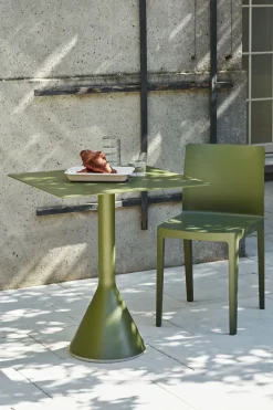 HAY Table For Outdoor Use|Balcony Furniture*Palissade Cone square coffee table 65x65 cm, Olive Green