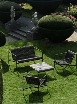 HAY Garden Sofas & Garden Benches*Palissade Cord Dining bench with armrests, Anthracite Black