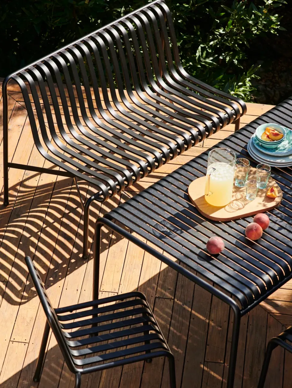 HAY Garden Sofas & Garden Benches*Palissade Dining bench without armrest, Anthracite BlackGrey