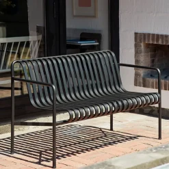HAY Garden Sofas & Garden Benches*Palissade Dining bench with armrests, Anthracite BlackGrey