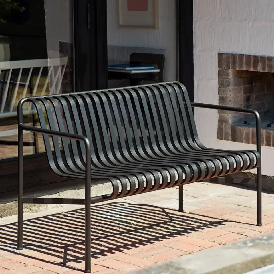 HAY Garden Sofas & Garden Benches*Palissade Dining bench with armrests, Anthracite BlackGrey