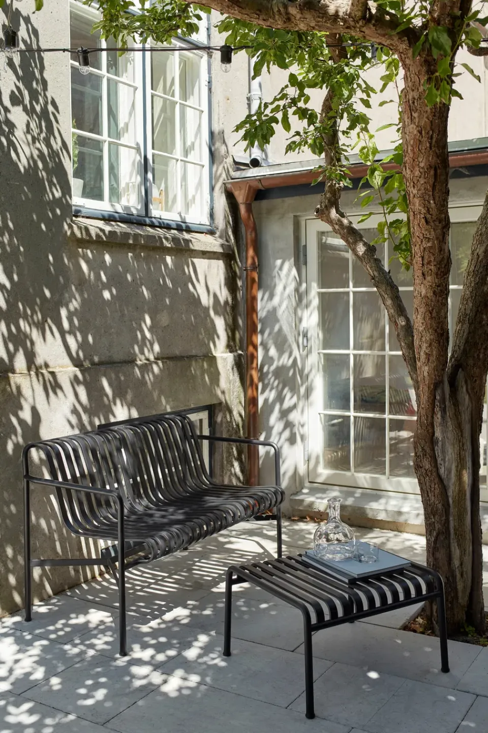 HAY Garden Sofas & Garden Benches*Palissade Dining bench with armrests, Anthracite BlackGrey