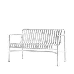 HAY Garden Sofas & Garden Benches*Palissade Dining bench with armrests, Hot galvanized Silver-coloured