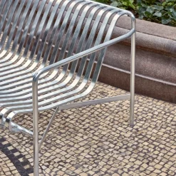 HAY Garden Sofas & Garden Benches*Palissade Dining bench with armrests, Hot galvanized Silver-coloured