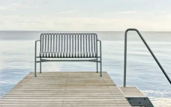 HAY Garden Sofas & Garden Benches*Palissade Dining bench with armrests, Hot galvanized Silver-coloured
