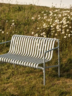 HAY Garden Sofas & Garden Benches*Palissade Dining bench with armrests, Hot galvanized Silver-coloured