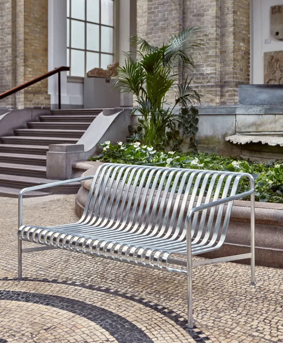 HAY Outdoor Lounge Furniture|Garden Sofas & Garden Benches*Palissade lounge sofa, Hot galvanized Silver-coloured