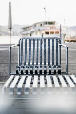HAY Outdoor Lounge Furniture*Palissade Low lounge chair, Hot galvanized Silver-coloured