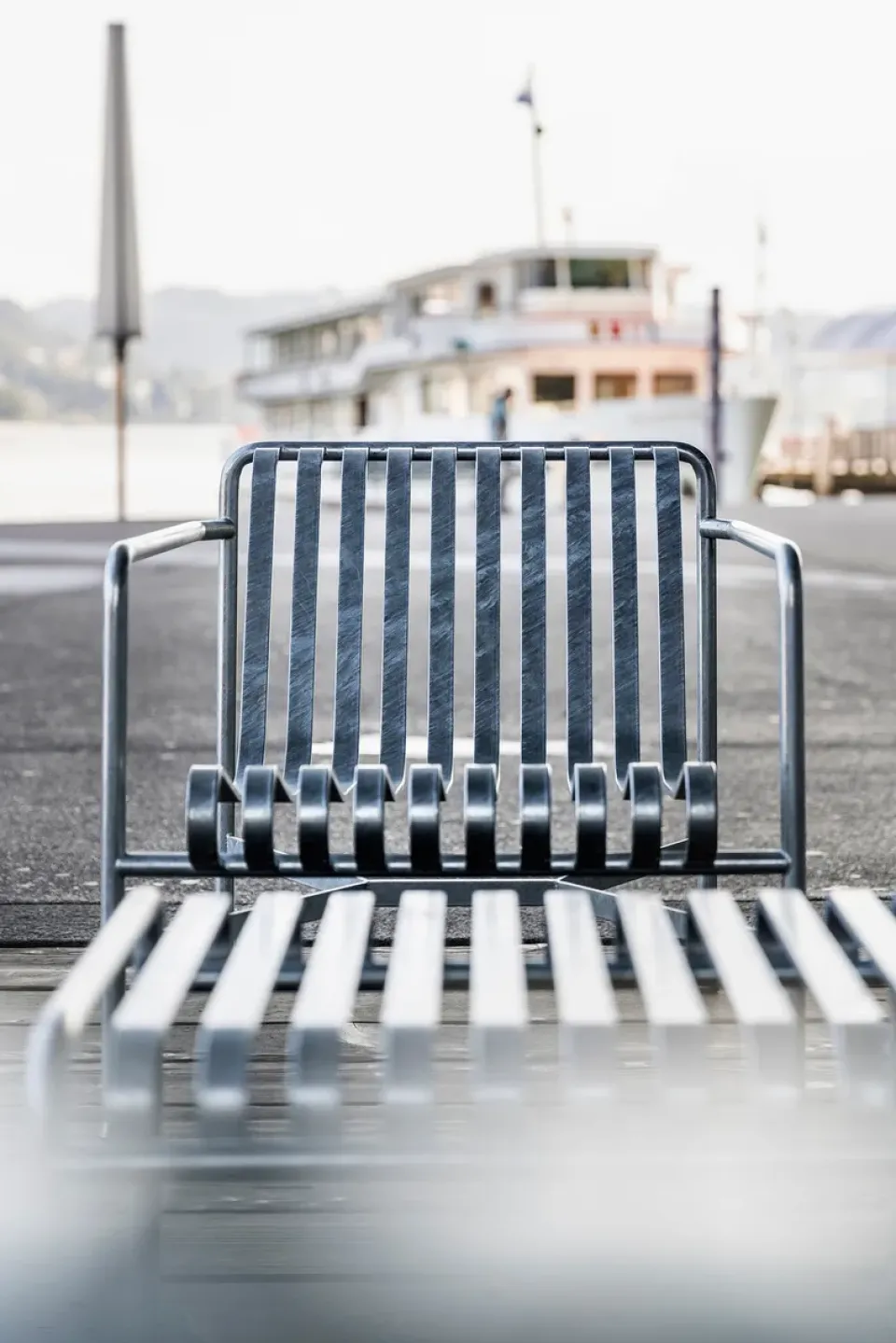 HAY Outdoor Lounge Furniture*Palissade Low lounge chair, Hot galvanized Silver-coloured