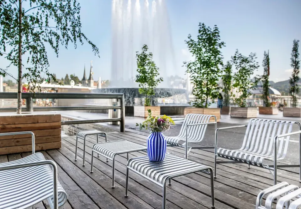 HAY Outdoor Lounge Furniture*Palissade Low lounge chair, Hot galvanized Silver-coloured