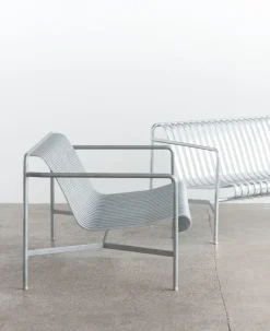 HAY Outdoor Lounge Furniture*Palissade Low lounge chair, Hot galvanized Silver-coloured
