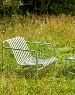HAY Outdoor Lounge Furniture*Palissade Low lounge chair, Hot galvanized Silver-coloured