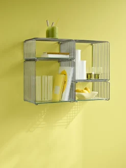 Montana Shelves & Shelving Systems*Panton Wire Single shelf 34,8x34,8x25,7 cm, Chrome Silver-coloured