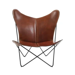 OX Denmarq Armchairs & Footstools*Papillon bat arm chair, leather cognac. black stand Brown