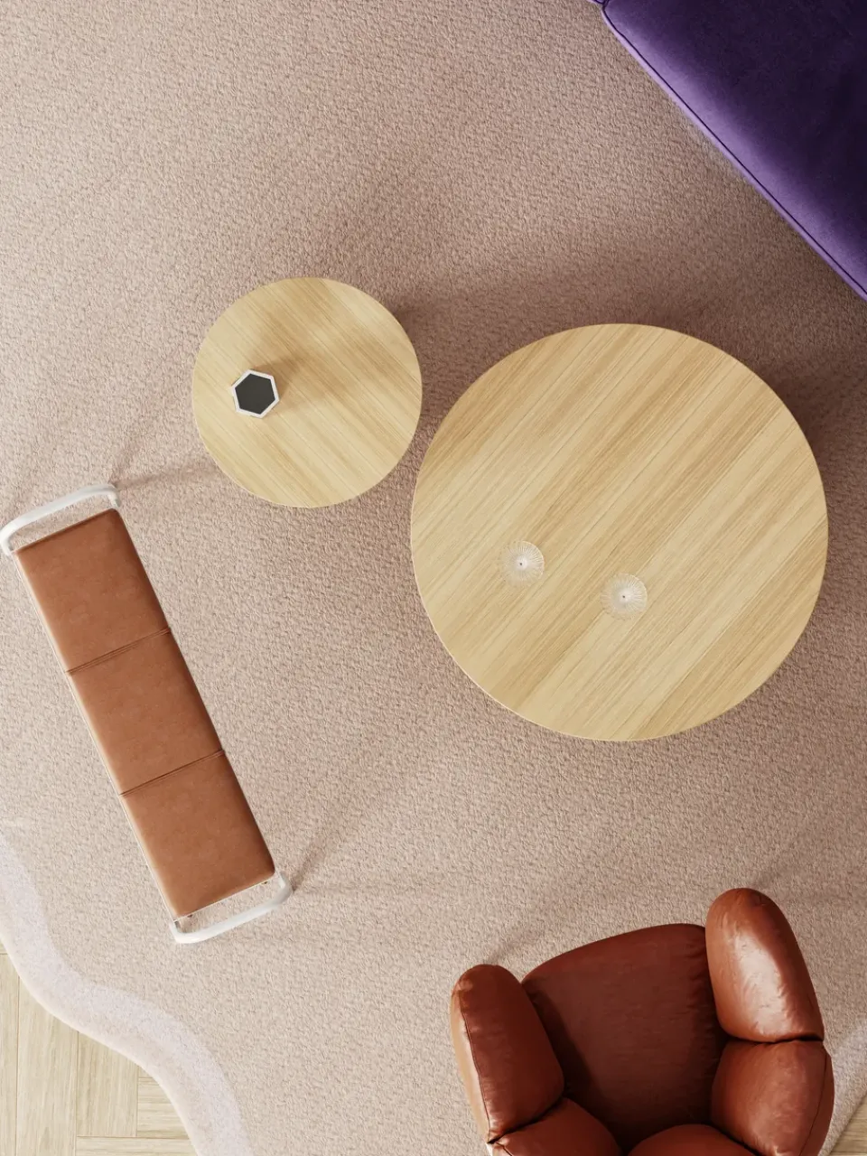 Maze Coffee Tables*Parasol S coffee table Ø50 cm, Oak Brown