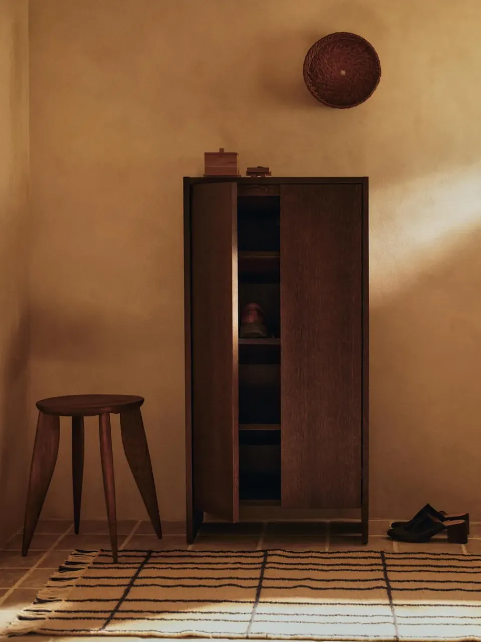 Ferm Living Display & Glass Cabinets*Parcel cabinet, Dark stained oak, 55x30x110 cm Brown