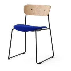 &Tradition Chairs*Pavilion AV52 chair upholstered seat, Black-Hallingdal 0753 Blue