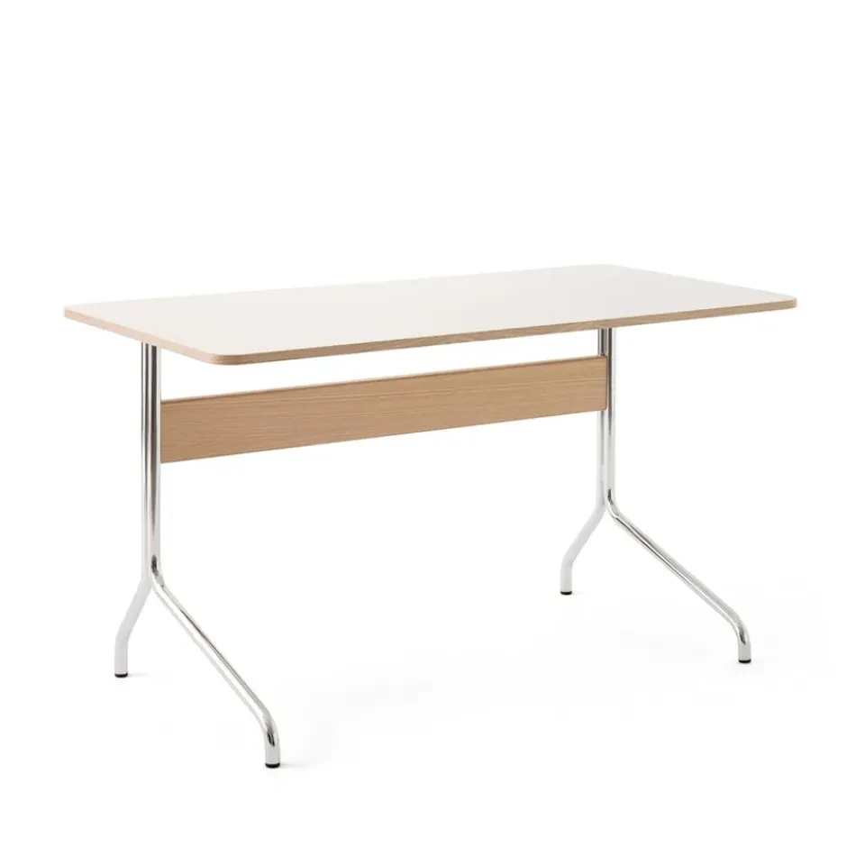 &Tradition Desks*Pavilion AV16 desk, Mushroom linoleum, lacquered oak, chrome legs Brown